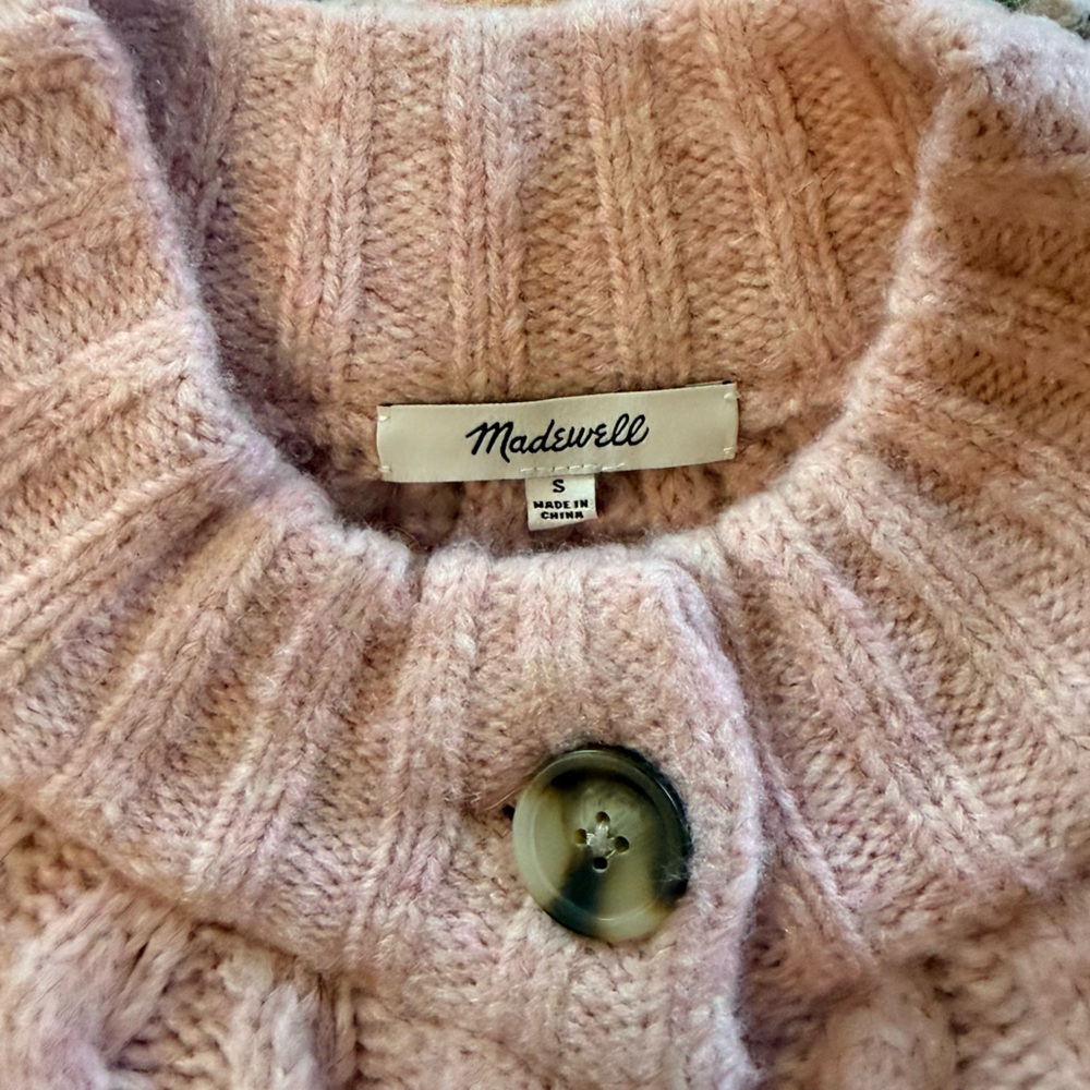 Madewell Blush Pink Cable Knit Cardigan - Small - Picture 4 of 5